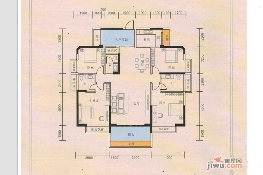 东信时代广场4室2厅3卫165㎡户型图