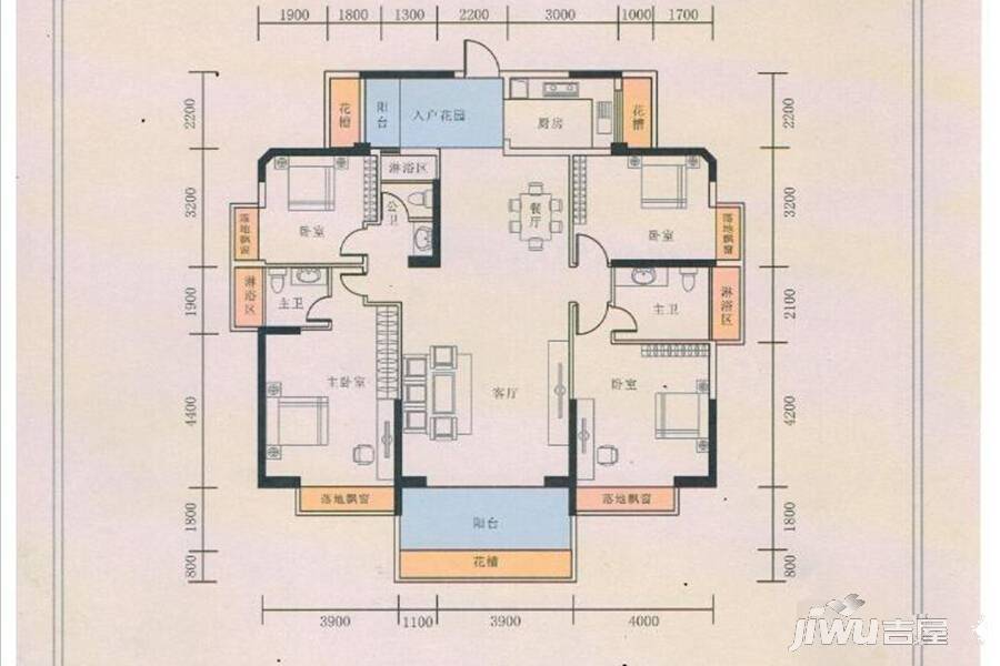 东信时代广场4室2厅3卫173㎡户型图