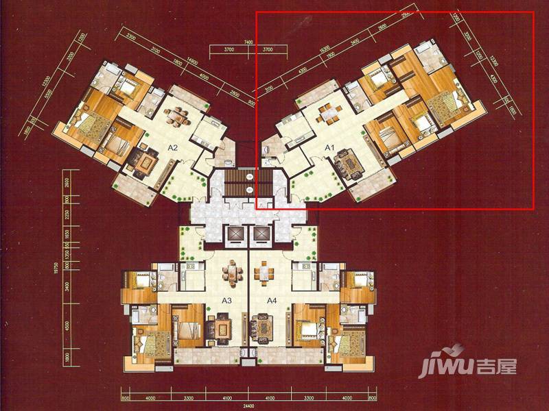 怡景湾海岸豪庭4室2厅2卫155㎡户型图