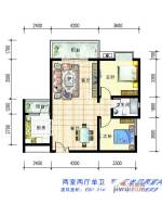中国草海国际养生基地2室2厅1卫87.2㎡户型图