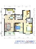 中国草海国际养生基地3室2厅2卫108㎡户型图
