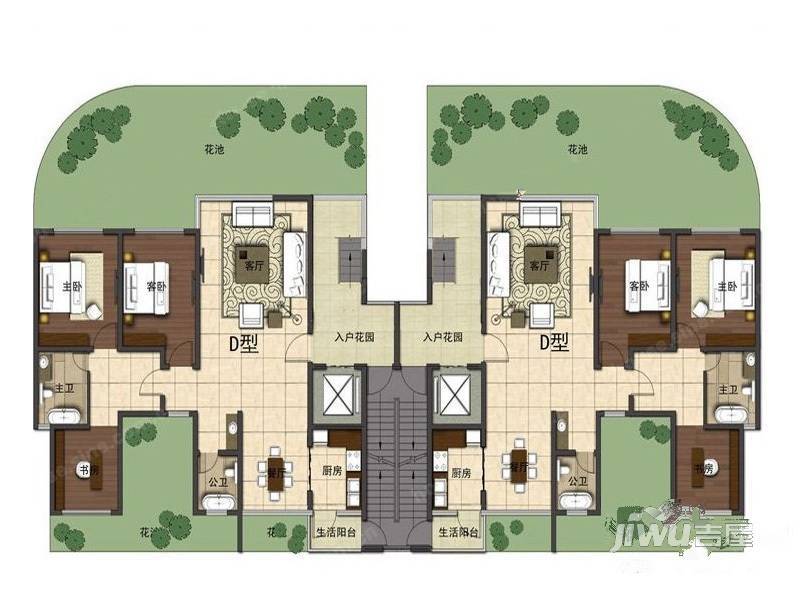 锦江天鹅堡2室2厅2卫户型图