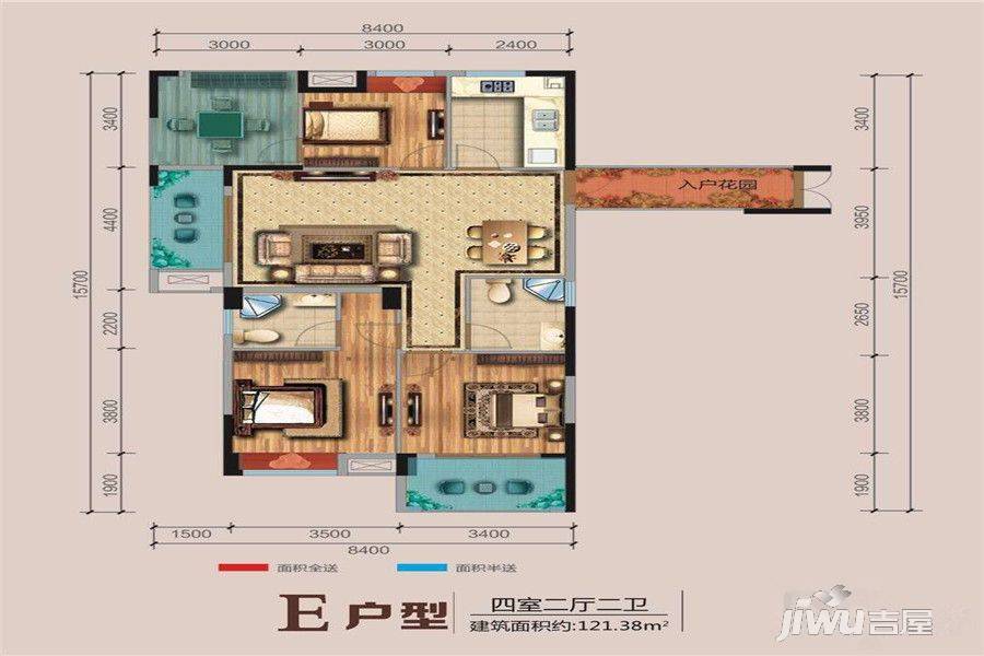 开明同心城3室2厅2卫102.8㎡户型图