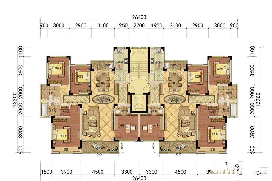 贵州同心商贸城4室1厅2卫141.6㎡户型图