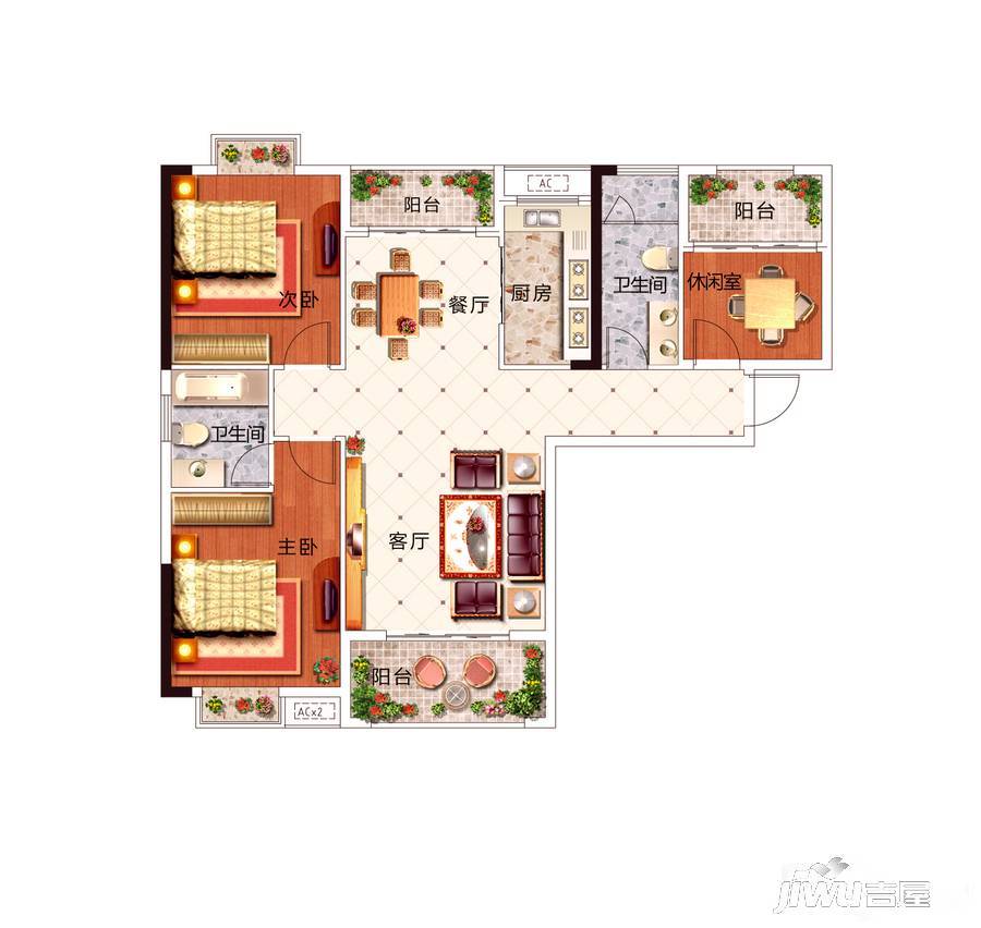 随州世纪未来城3室2厅2卫户型图