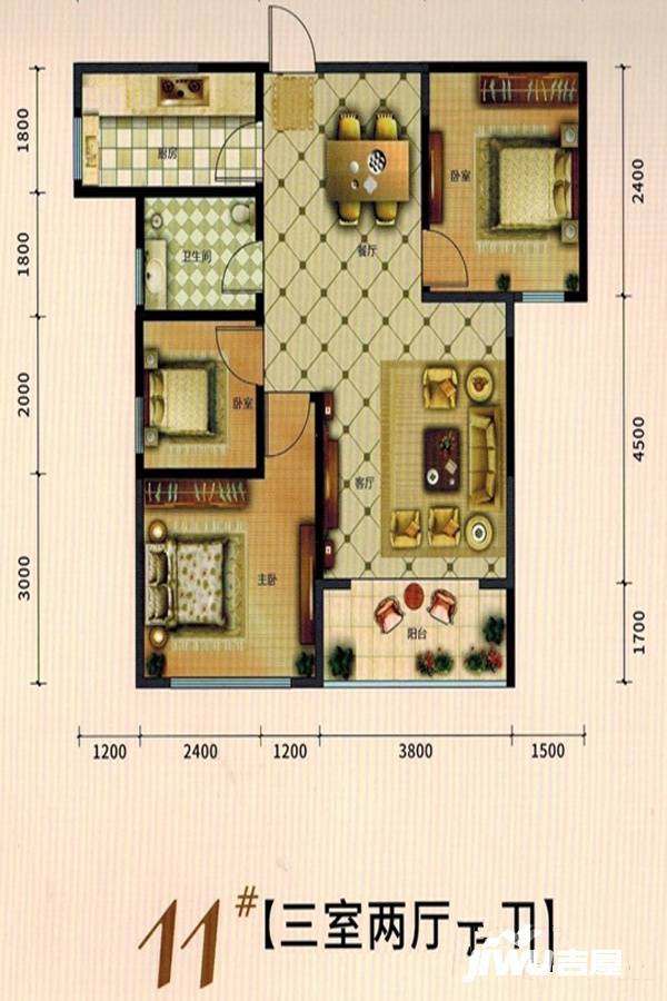 世纪花园3室2厅0卫121.2㎡户型图