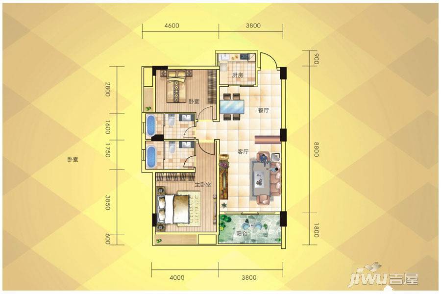 霭霖花园2室2厅0卫90.1㎡户型图