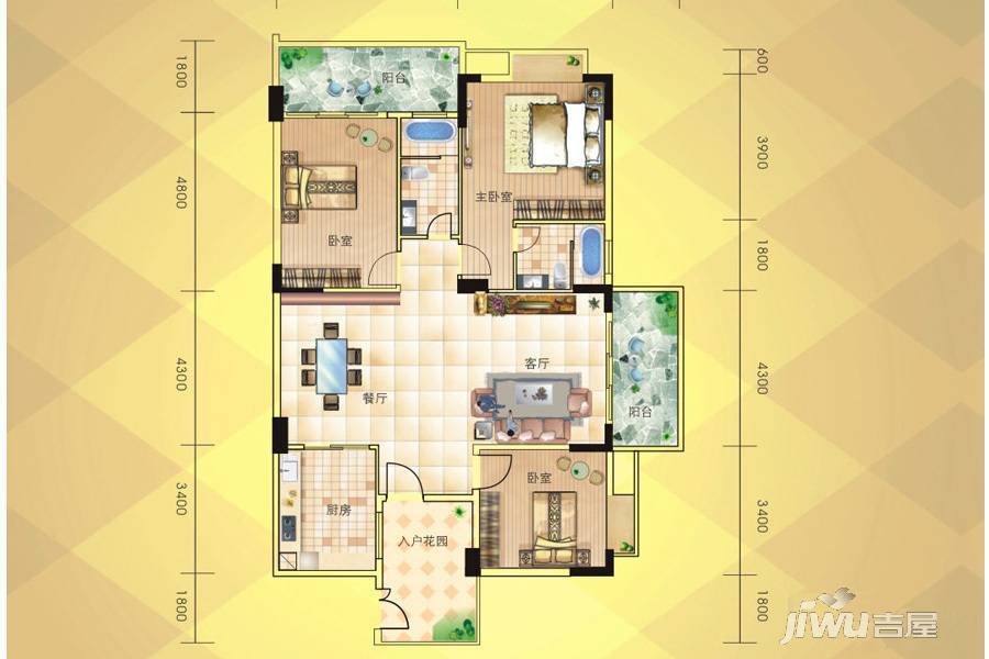 霭霖花园3室2厅0卫143.2㎡户型图