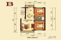 六禾新城2室1厅1卫86.1㎡户型图