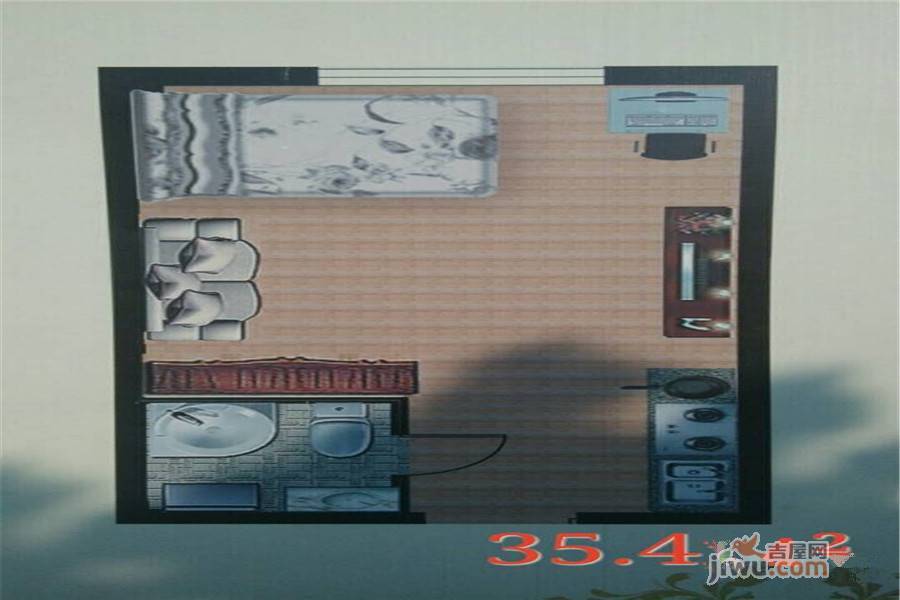 圣福华商务大厦1室1厅1卫35.4㎡户型图