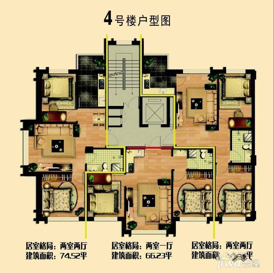 盛世鑫城名苑2室2厅1卫74㎡户型图