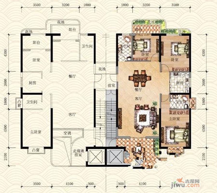 厦鑫博世园二期3室2厅2卫127㎡户型图