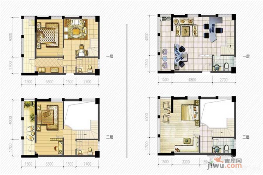 非凡SOHO1室2厅2卫89㎡户型图