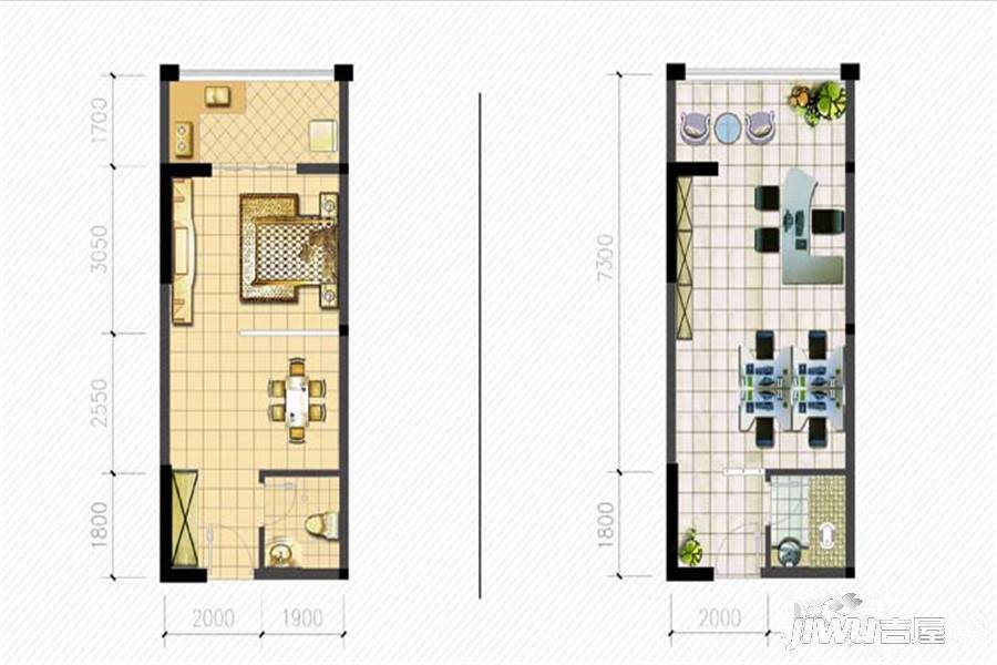 非凡SOHO1室1厅1卫40㎡户型图