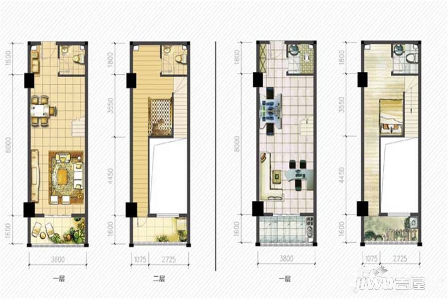 非凡SOHO2室1厅2卫107㎡户型图