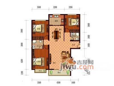 恒盛国际3室2厅2卫139.4㎡户型图