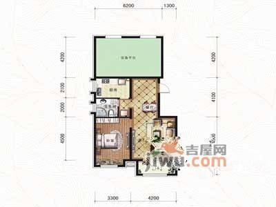 绿地剑桥1室2厅1卫84.1㎡户型图