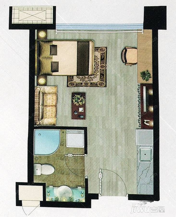 盛世公馆1室1厅1卫53.5㎡户型图