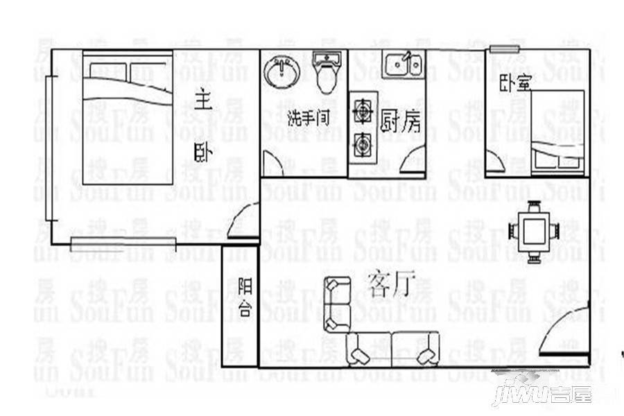 城建雅馨2室2厅1卫110㎡户型图