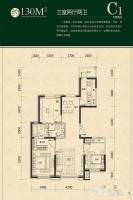 银通河畔花园3室2厅2卫130㎡户型图