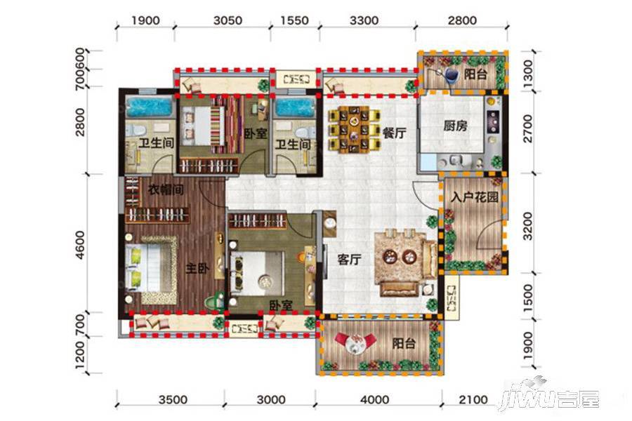 金穗·悦景台3室2厅2卫119㎡户型图