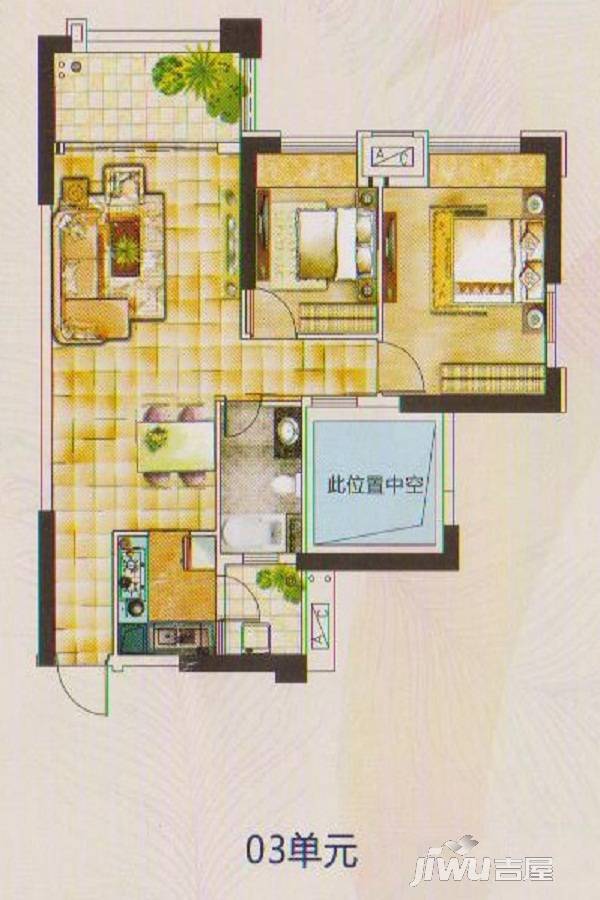 旭日·翠澜园2室2厅1卫82㎡户型图