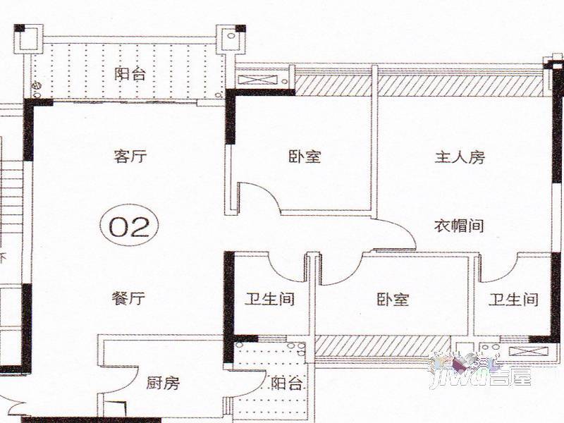 君汇尚品3室2厅2卫111㎡户型图