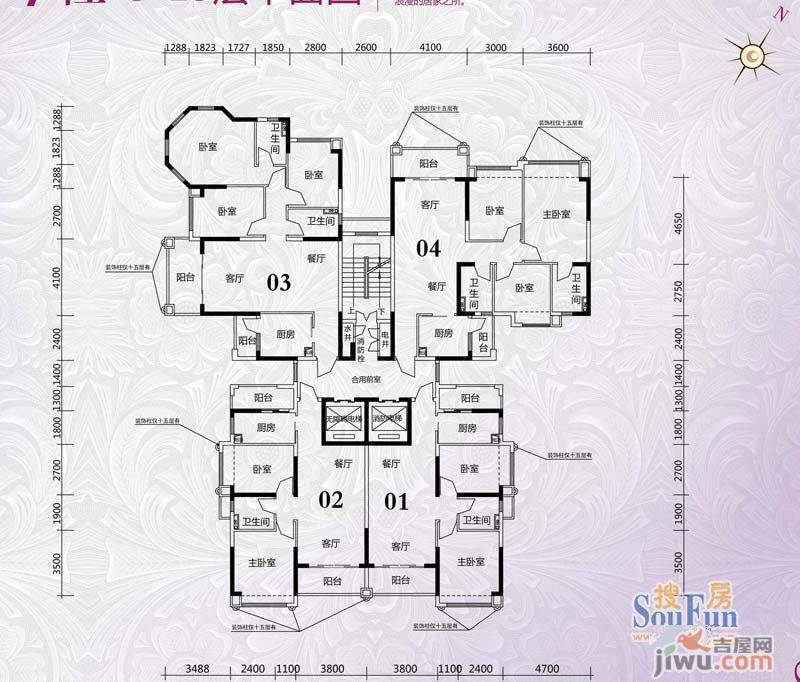 锦绣国际花城2室2厅1卫82㎡户型图