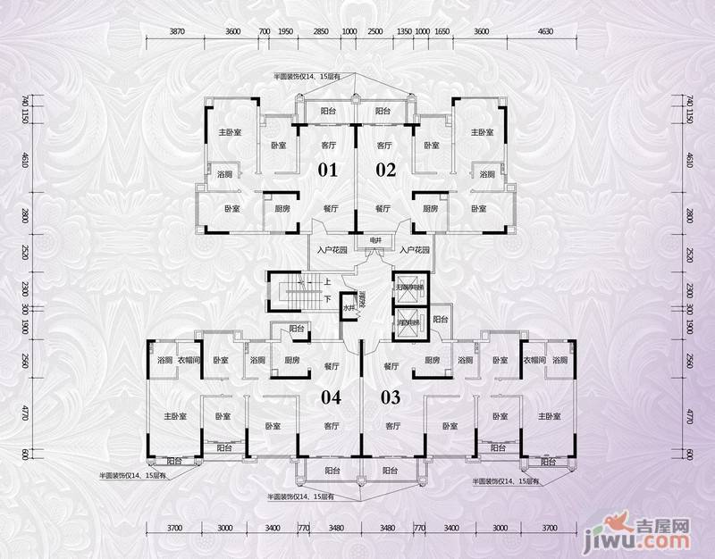 锦绣国际花城3室2厅1卫98.2㎡户型图