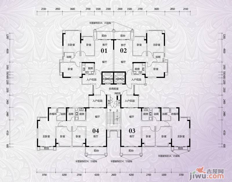 锦绣国际花城3室2厅1卫96.9㎡户型图