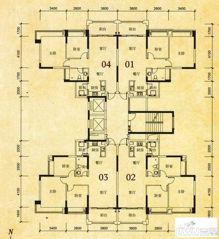 中澳世纪城2室2厅1卫79.6㎡户型图