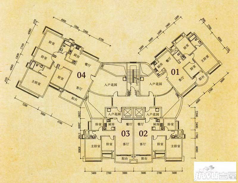 中澳世纪城3室2厅2卫122.3㎡户型图