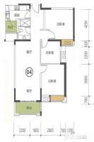 中海锦城3室2厅1卫105㎡户型图