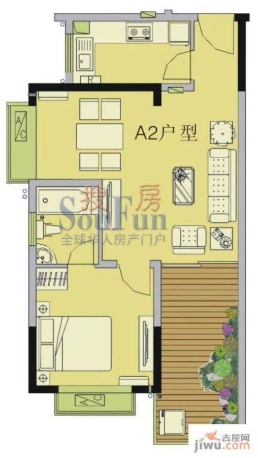 巴厘晓筑1室2厅1卫73㎡户型图