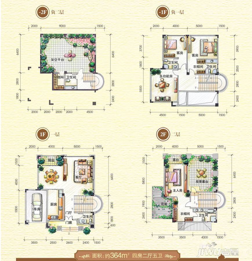 万鑫花园4室2厅5卫364㎡户型图