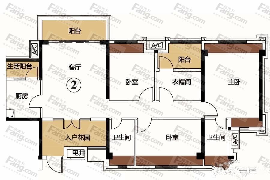 恒大名都3室1厅2卫120㎡户型图