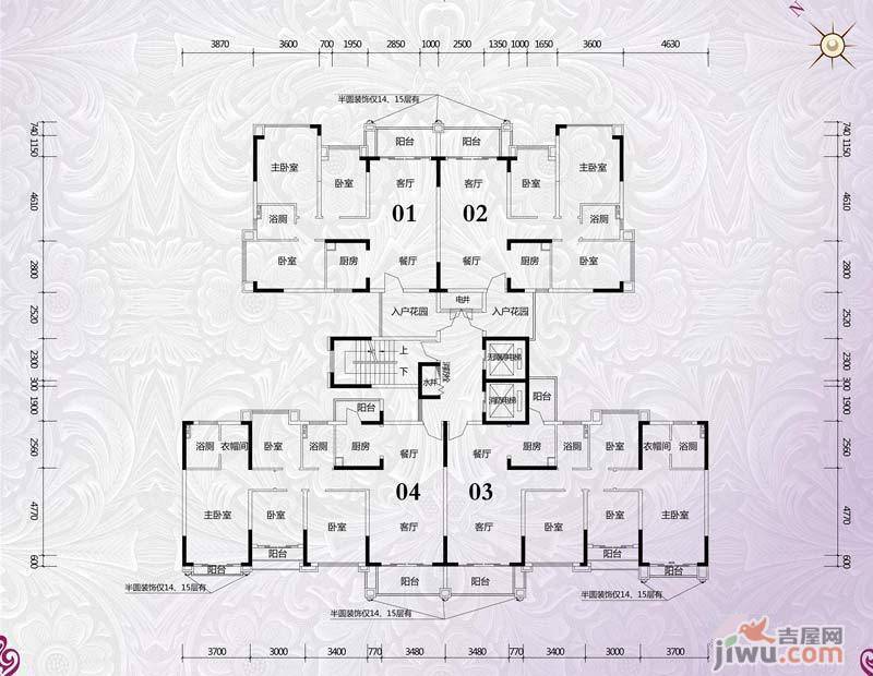 锦绣国际花城3室2厅1卫98.2㎡户型图