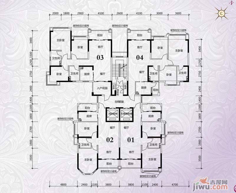 锦绣国际花城2室2厅2卫82.5㎡户型图