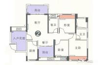 金帝繁华里3室2厅2卫91.1㎡户型图