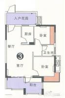 金帝繁华里2室2厅2卫77.3㎡户型图