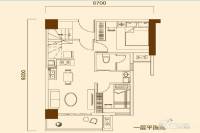 大益尚悦1室1厅1卫64.7㎡户型图