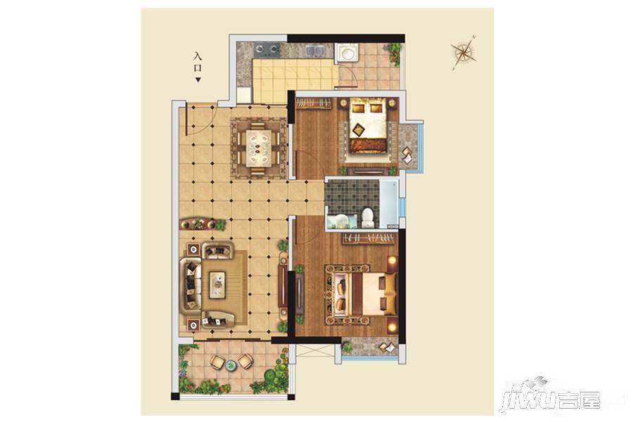 海都广场2室2厅1卫81.6㎡户型图