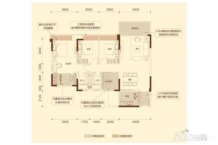 富逸·骏园3室2厅2卫117.2㎡户型图