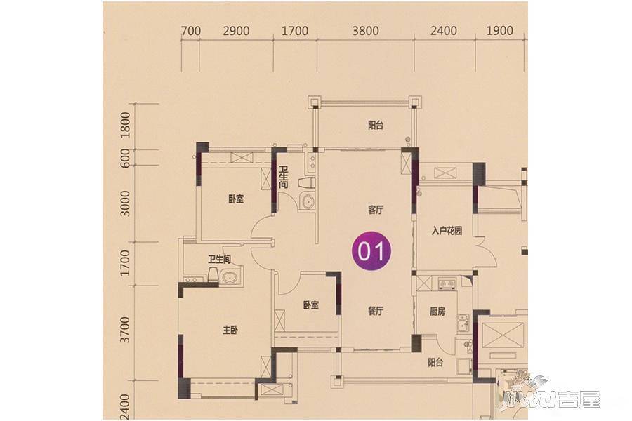 星港城市名都3室2厅2卫110.3㎡户型图