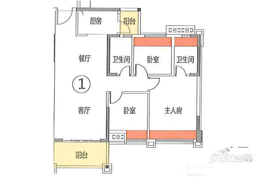 君汇尚品3室2厅2卫101㎡户型图