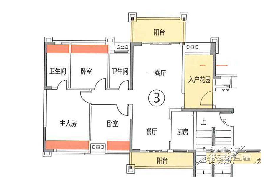 君汇尚品3室2厅2卫110㎡户型图