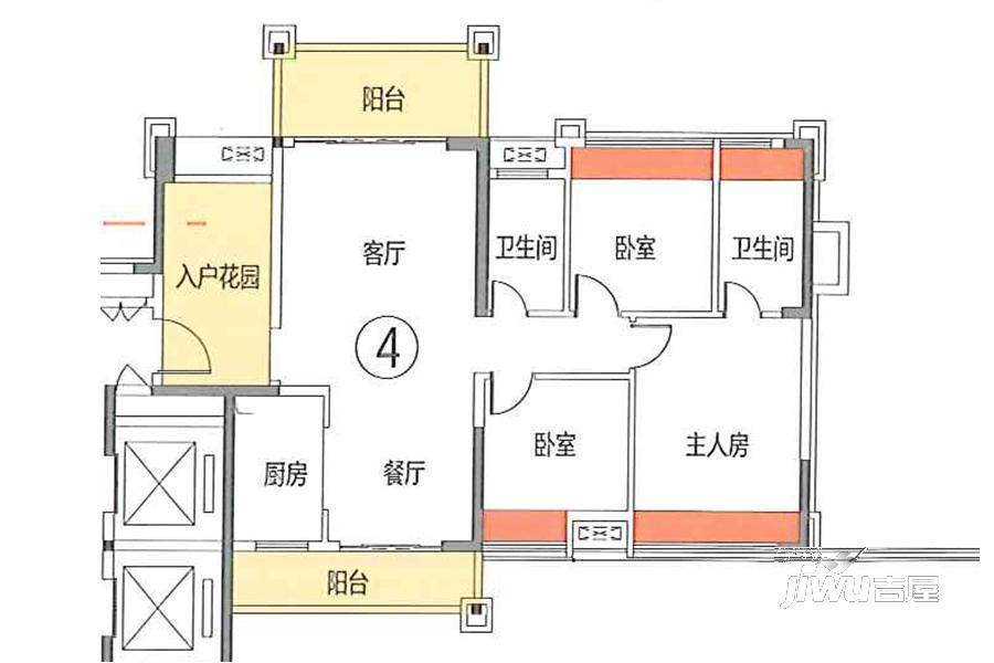 君汇尚品3室2厅2卫112㎡户型图