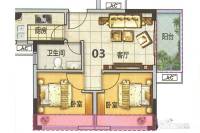 东方玫瑰园2室1厅1卫63.2㎡户型图