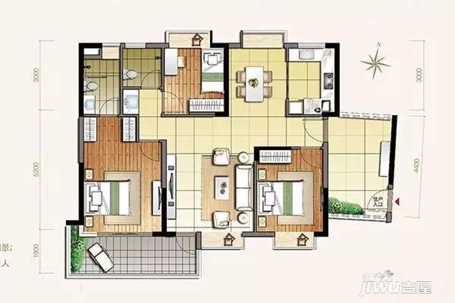 小榄锦园3室2厅2卫122㎡户型图