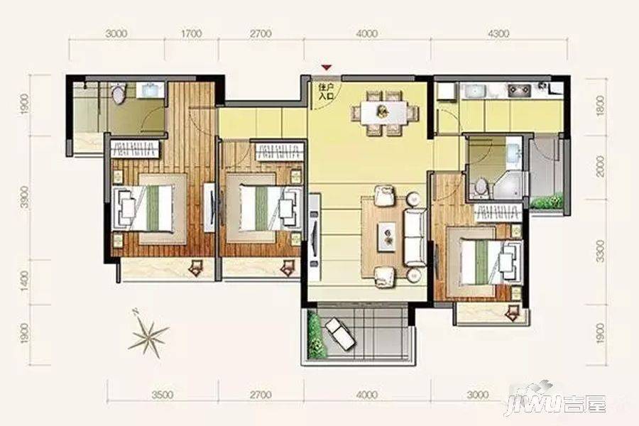 小榄锦园3室2厅2卫122㎡户型图